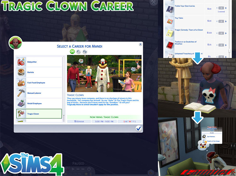 Tragic Clown Career Mod Preview in The Sims 4