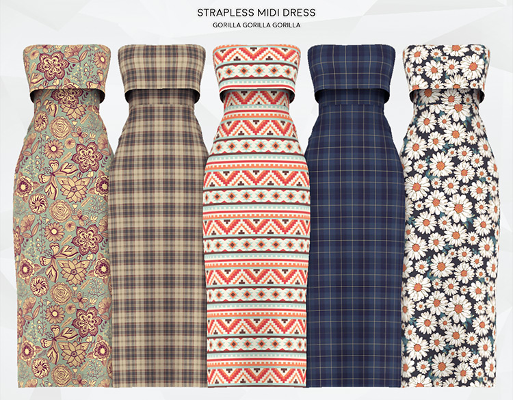 Strapless Midi Dress TS4 CC