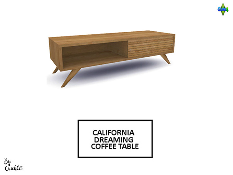 California Dreaming wooden coffeetable - Sims 4 CC