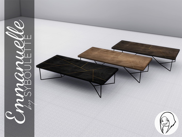 Wooden long traditional coffee tables for Sims4