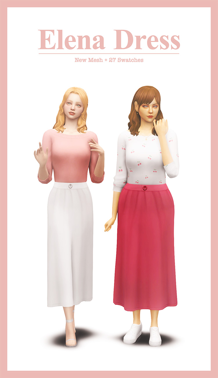 Elena Dress CC for Sims 4