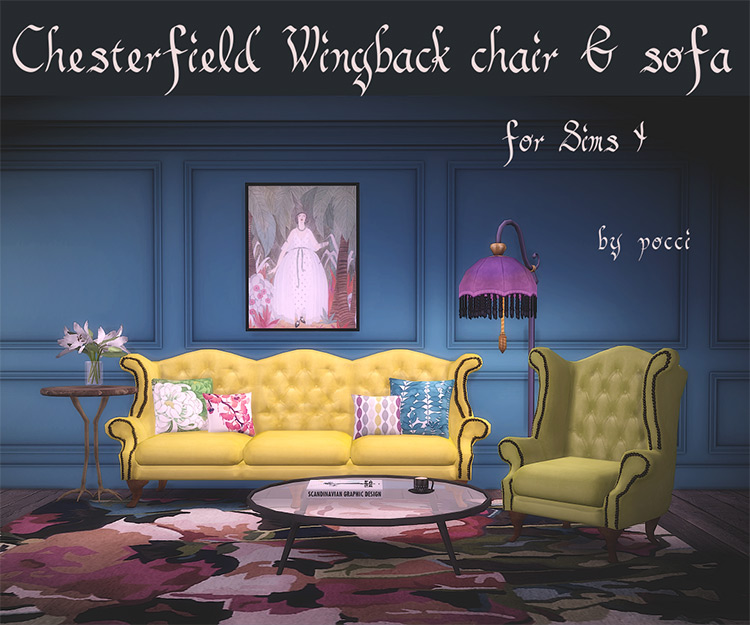 Chesterfield Wingback Chair/Sofa CC Set TS4