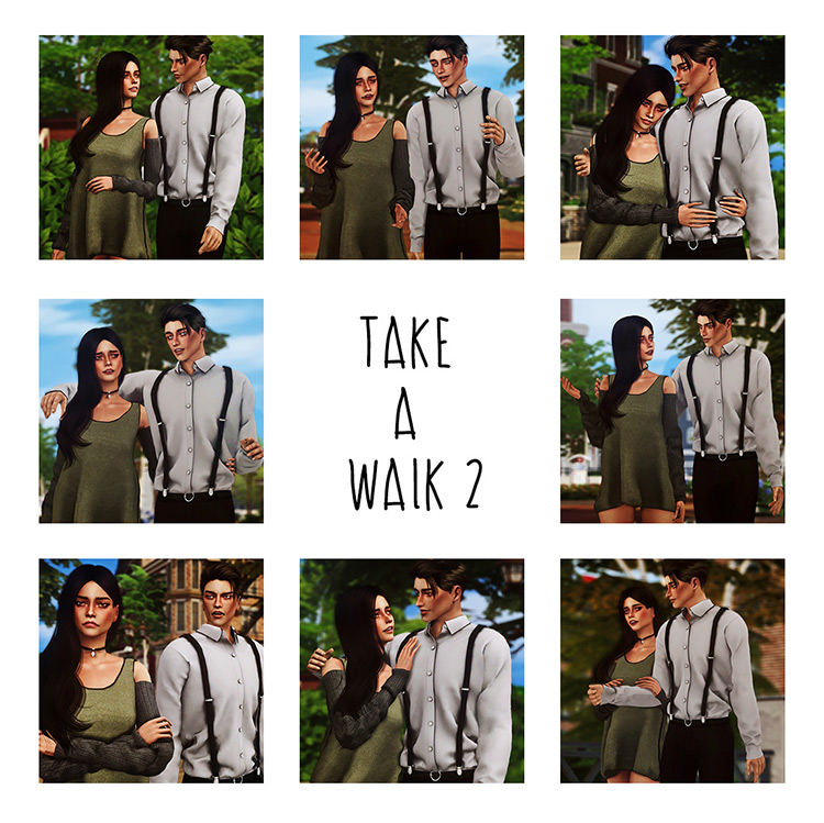 Take A Walk Pt 2 – a pack of walking and talking poses by Andromeda-sims Sims 4 CC