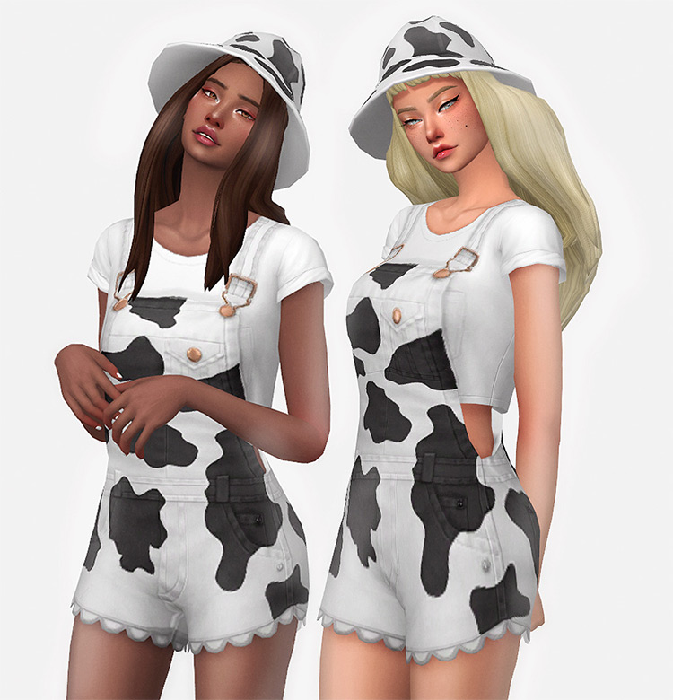 Cow Overalls & Attire Set / Sims 4 CC