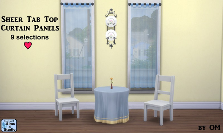 Sheer Tab Top Curtain / Sims 4 CC