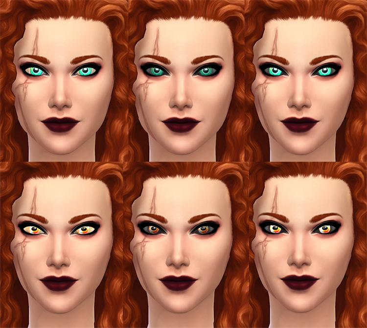 Mermaid Eyes with Glow, BlackSclera, Glow+BlackSclera by Merkaba for Sims 4