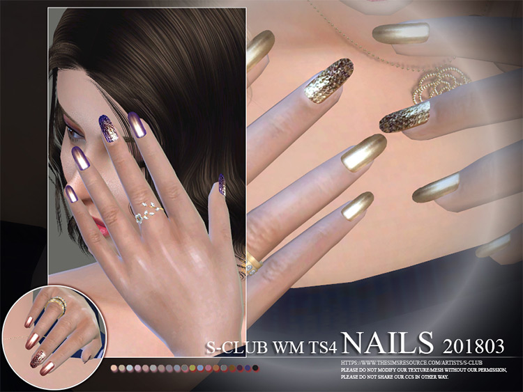 WM Nails Glitter/Metallic Style - Sims 4 CC