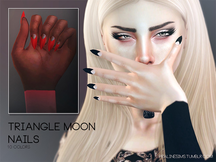 Triangle Moon Nails - Sims 4 CC