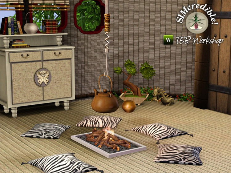 Asian Nook Fireplace - Sims 4 CC