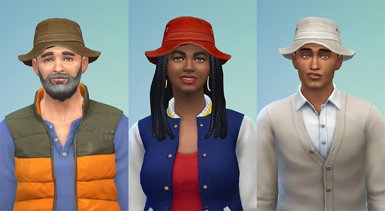 Bucket Hats CC (Male + Female Sims)