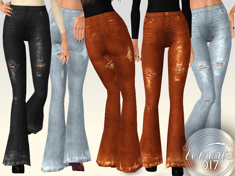 70-themed flare jeans TS4 CC