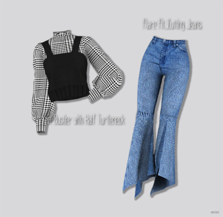 Knit Bustier with Half Turtleneck CC - Sims 4