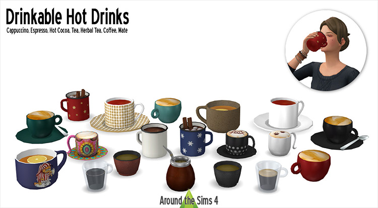 Drinkable Hot Drinks Sims 4 mod