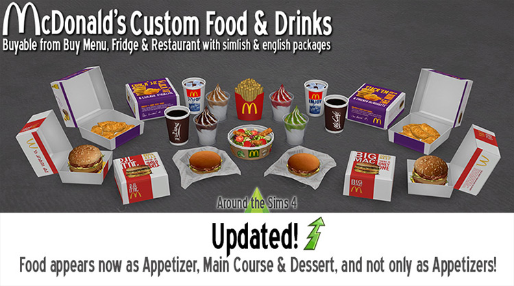 McDonald’s Custom Food & Drinks Sims 4 mod