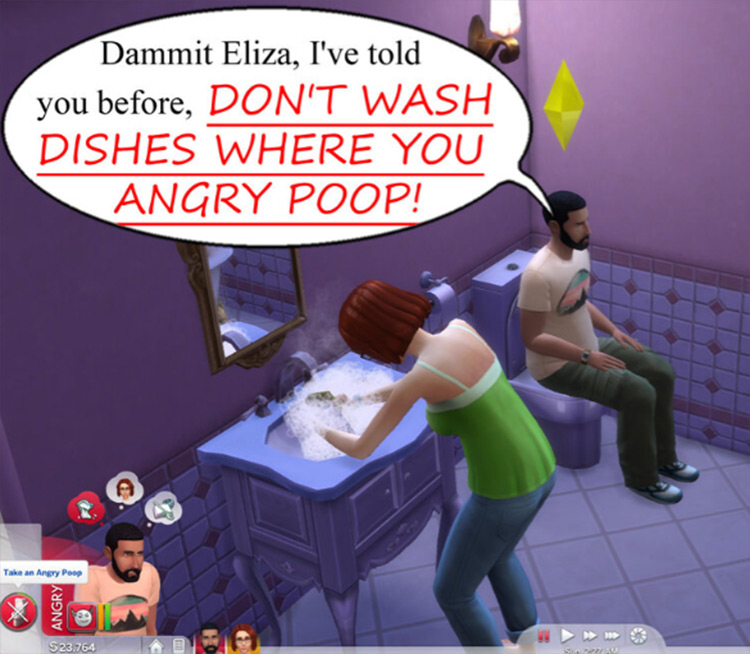Don’t Wash Dishes Where You Angry Poop Sims 4 mod