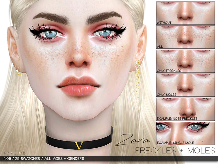 Zara Freckles mod for Sims 4