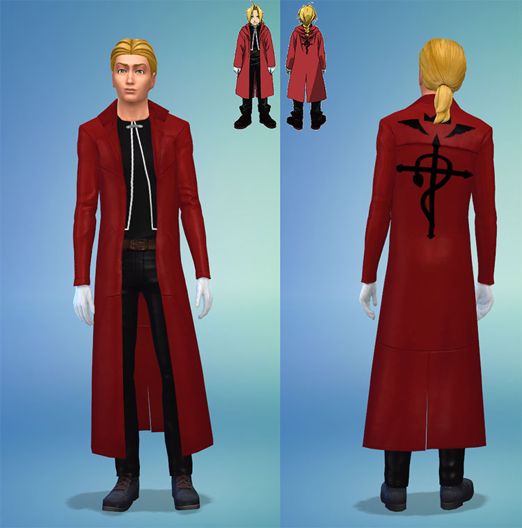 Ed Elric Coat and Outfit - Sims 4 CC