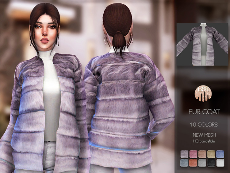 Purple Fur Coat Fuzzy Design / TS4 CC