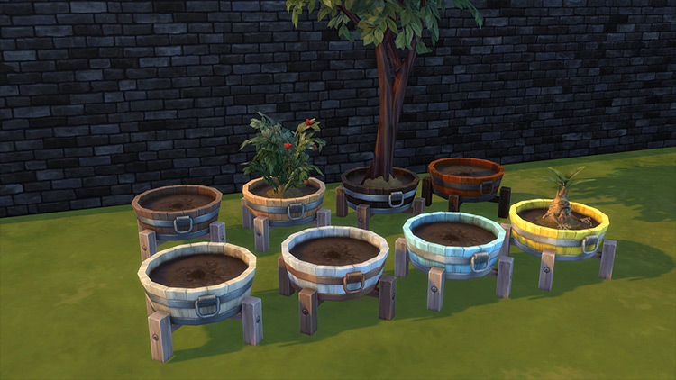 Barrel Planter Sims 4 CC screenshot