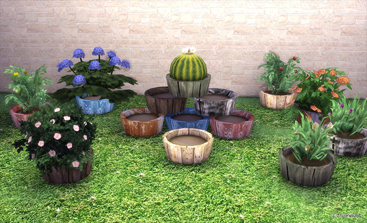 Wooden Pot CC for Sims 4