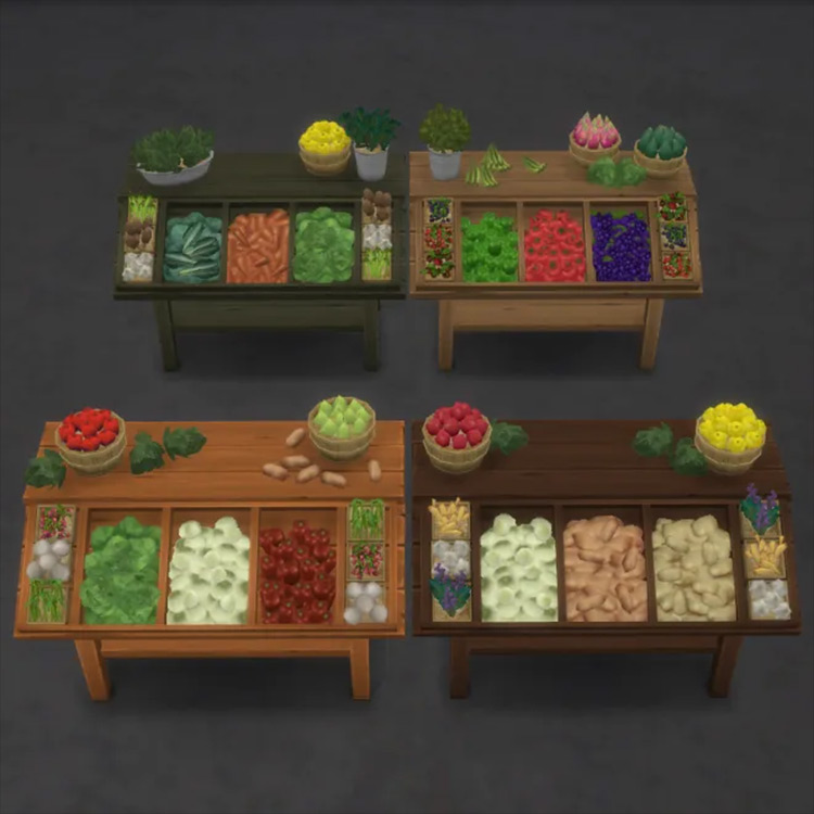 Retail Produce Stands CC for Sims 4