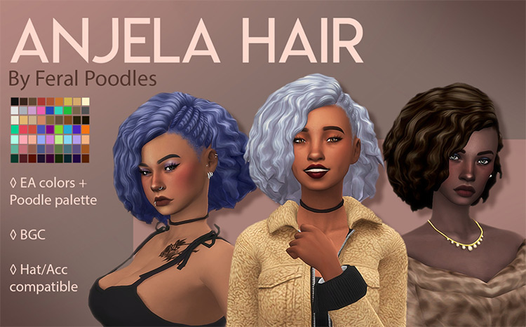 Anjela Hair from the Sims 4 CC
