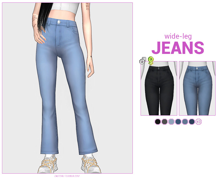 Wide Leg Jeans in The Sims 4