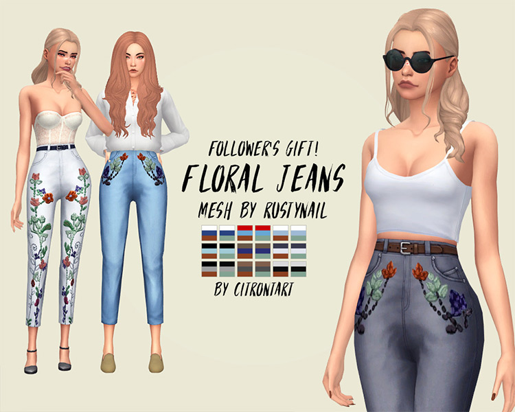 Floral Jeans in The Sims 4
