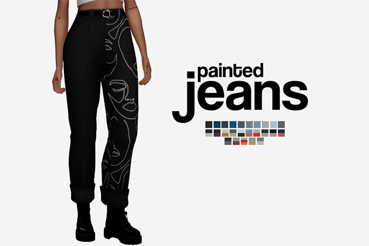 Painted Jeans CC for The Sims 4