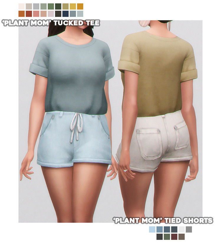 Plant Mom Tied Shorts - Sims4 CC