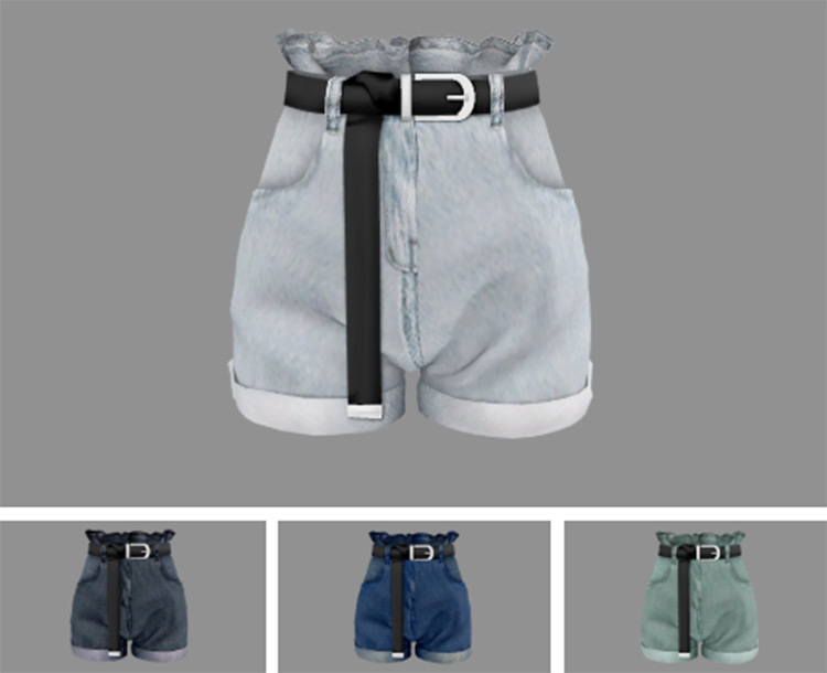 Newen Frill Denim Shorts - Sims 4 CC