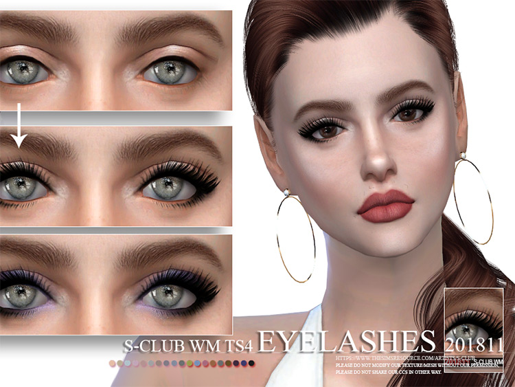 WM Eyelashes - long straight dark style lashes, TS4 CC