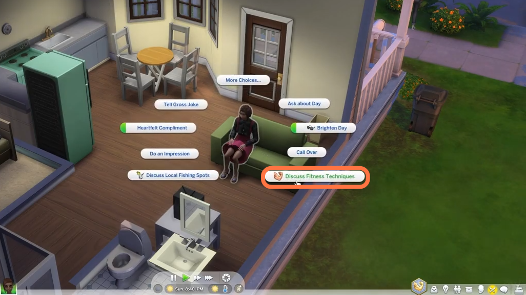These sims can also discuss fitness techniques with other sims to help them 