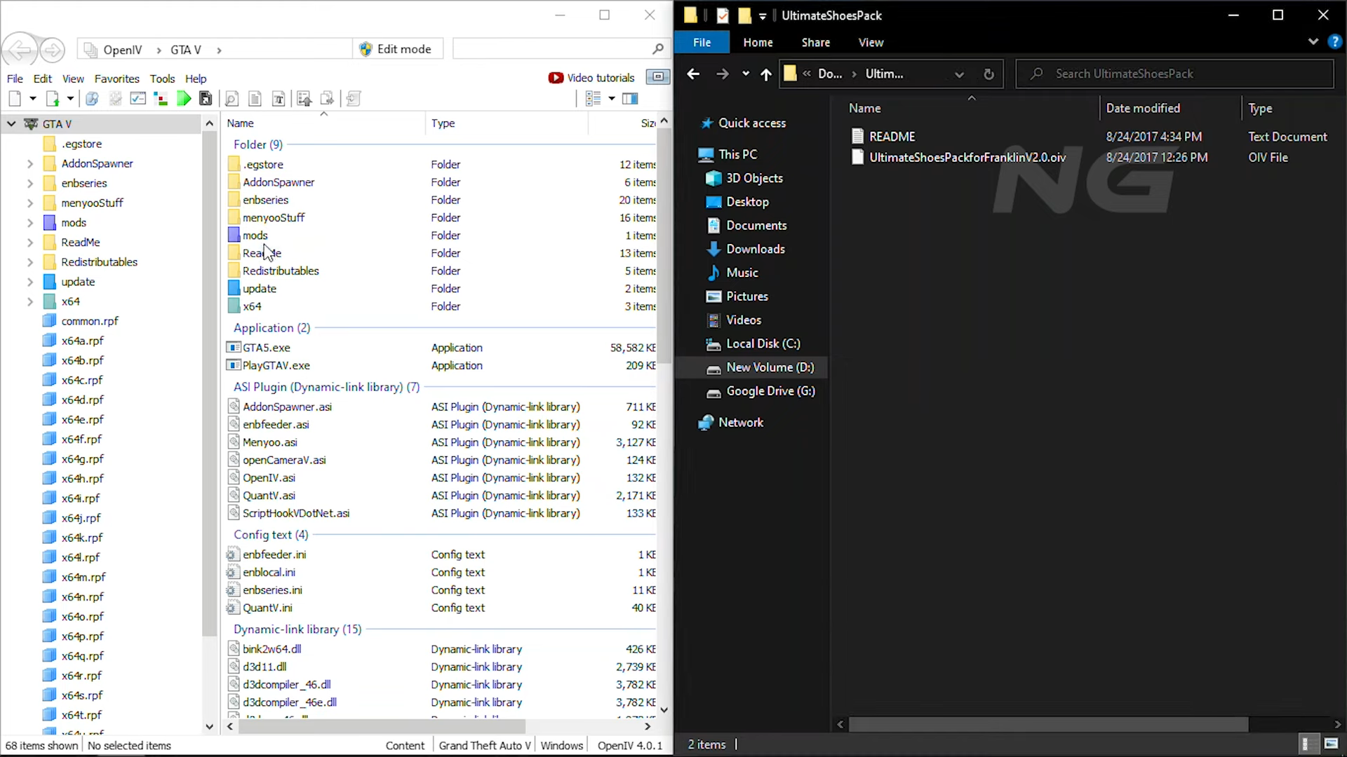 Now open the "Open IV" and downloaded file directory windows side by side for your ease.