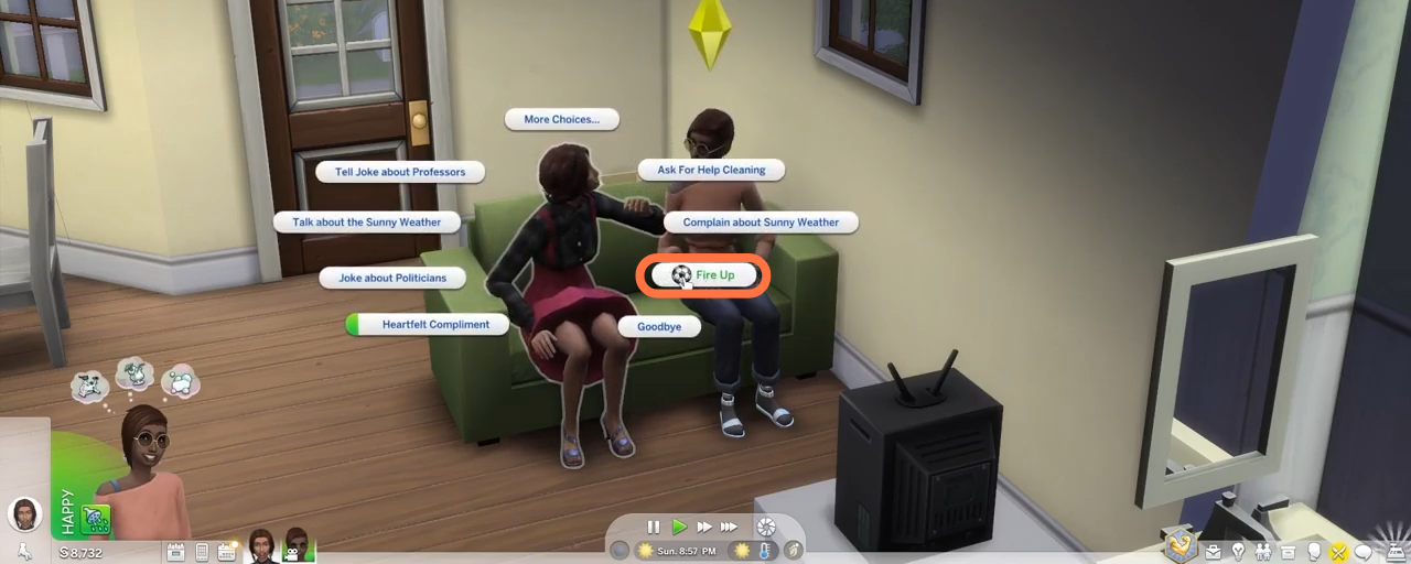 Active sims can also fire up other sims to get theirselves enegized!