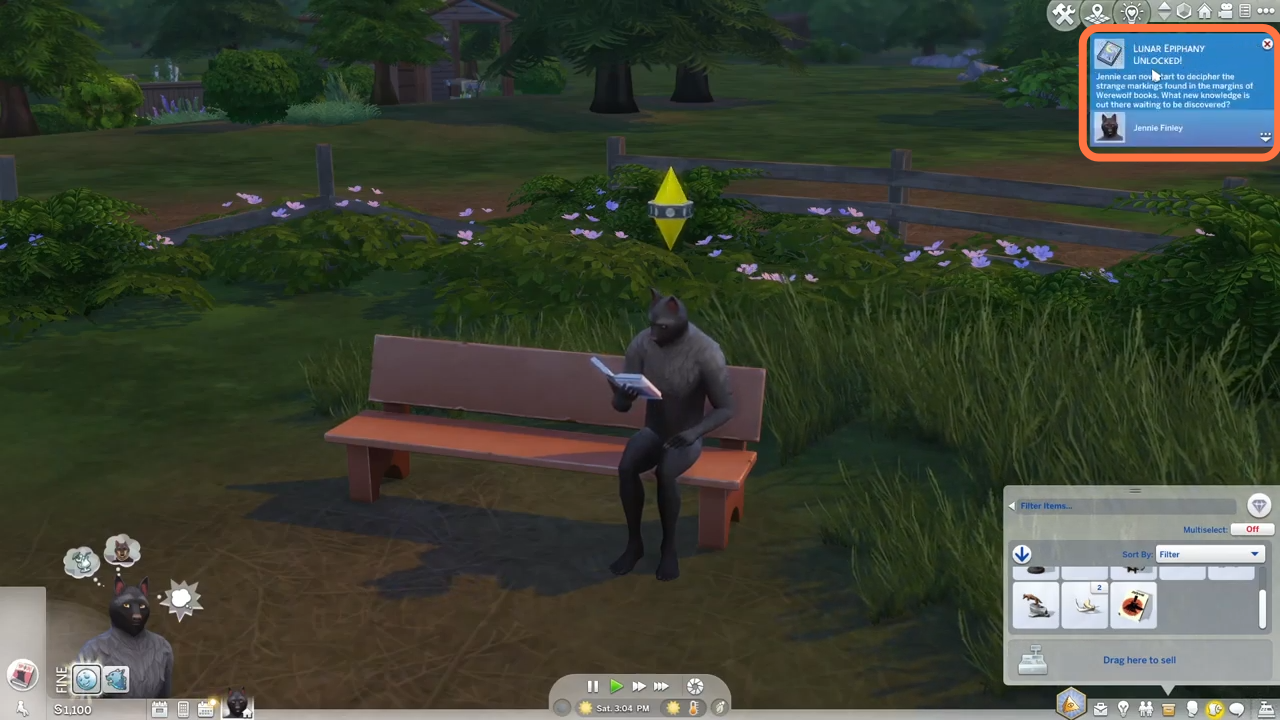 Your sim need to read some werewolf books for some time until you see 'Lunar Epiphany Unlocked' notification at the top right corner of the screen  
