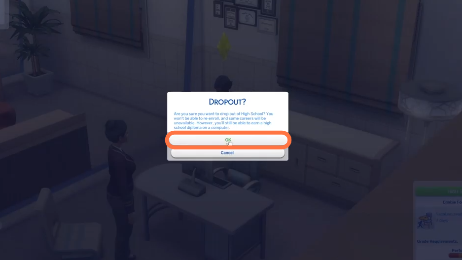 Click on OK when finally asked about dropout request!  
