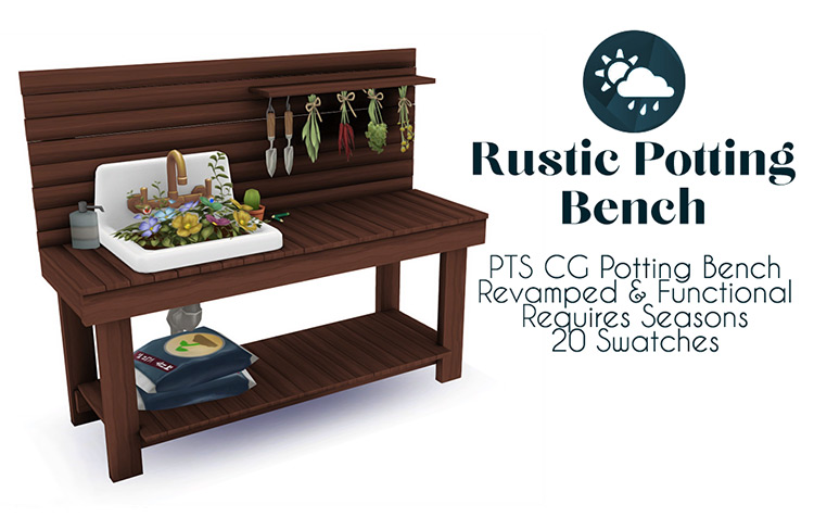 Rustic Potting Bench Furniture / Sims 4 CC