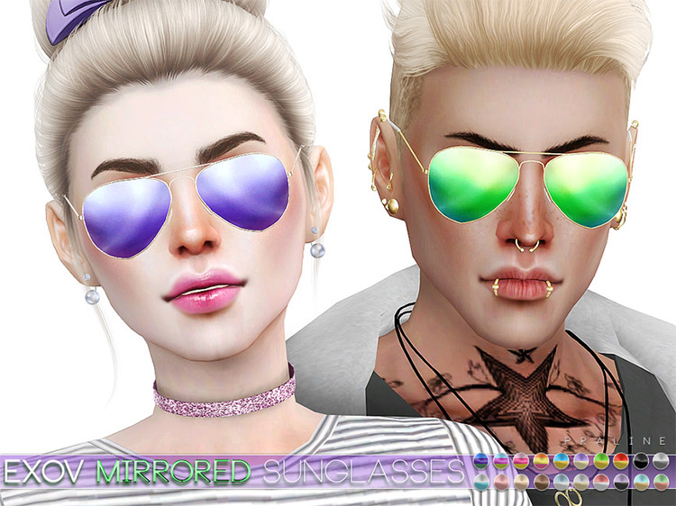 EXOV Mirrored Sunglasses Sims 4 mod